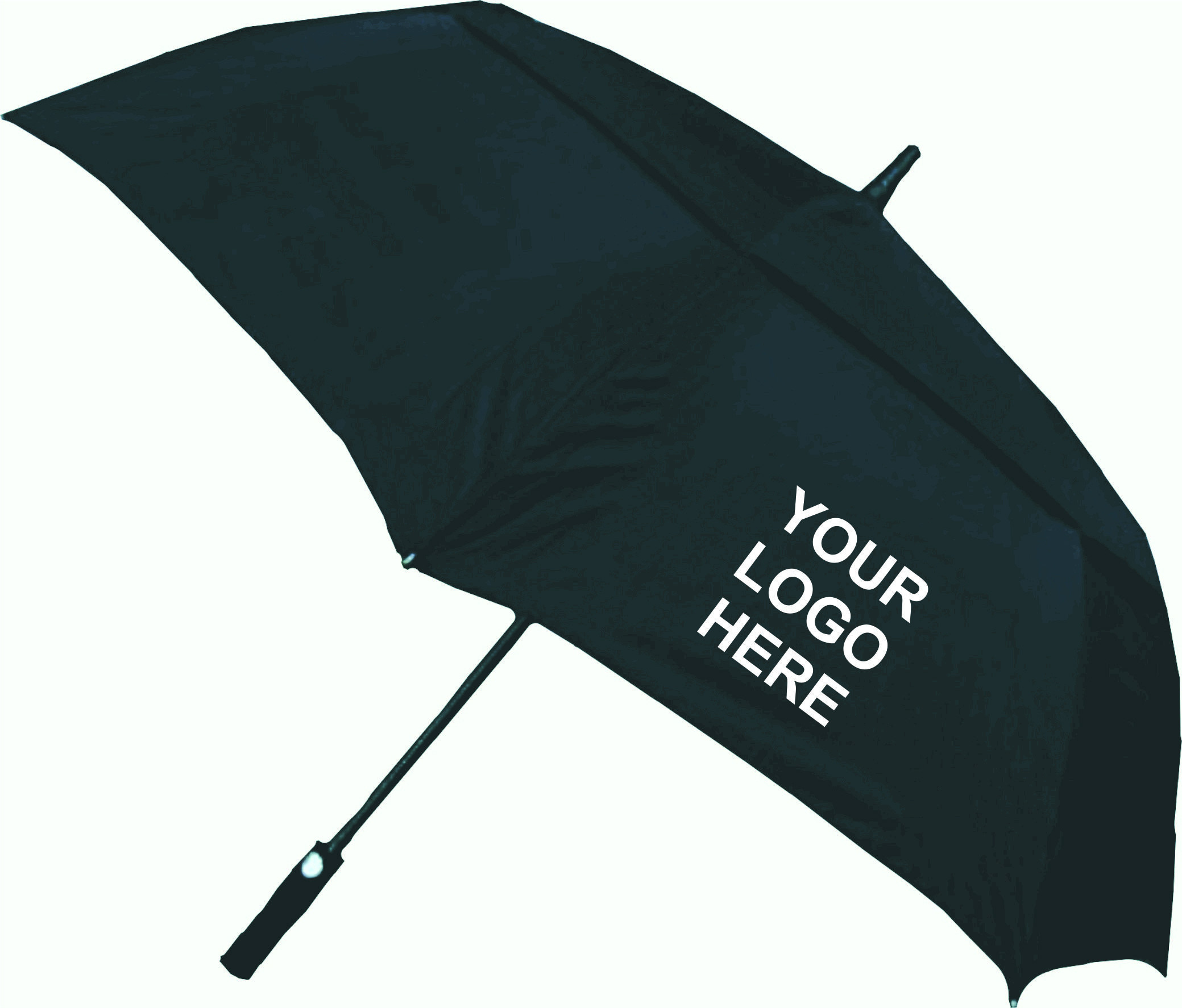 60″ Black Fiberglass Vented Auto Open Logo Umbrellas Premium Quality